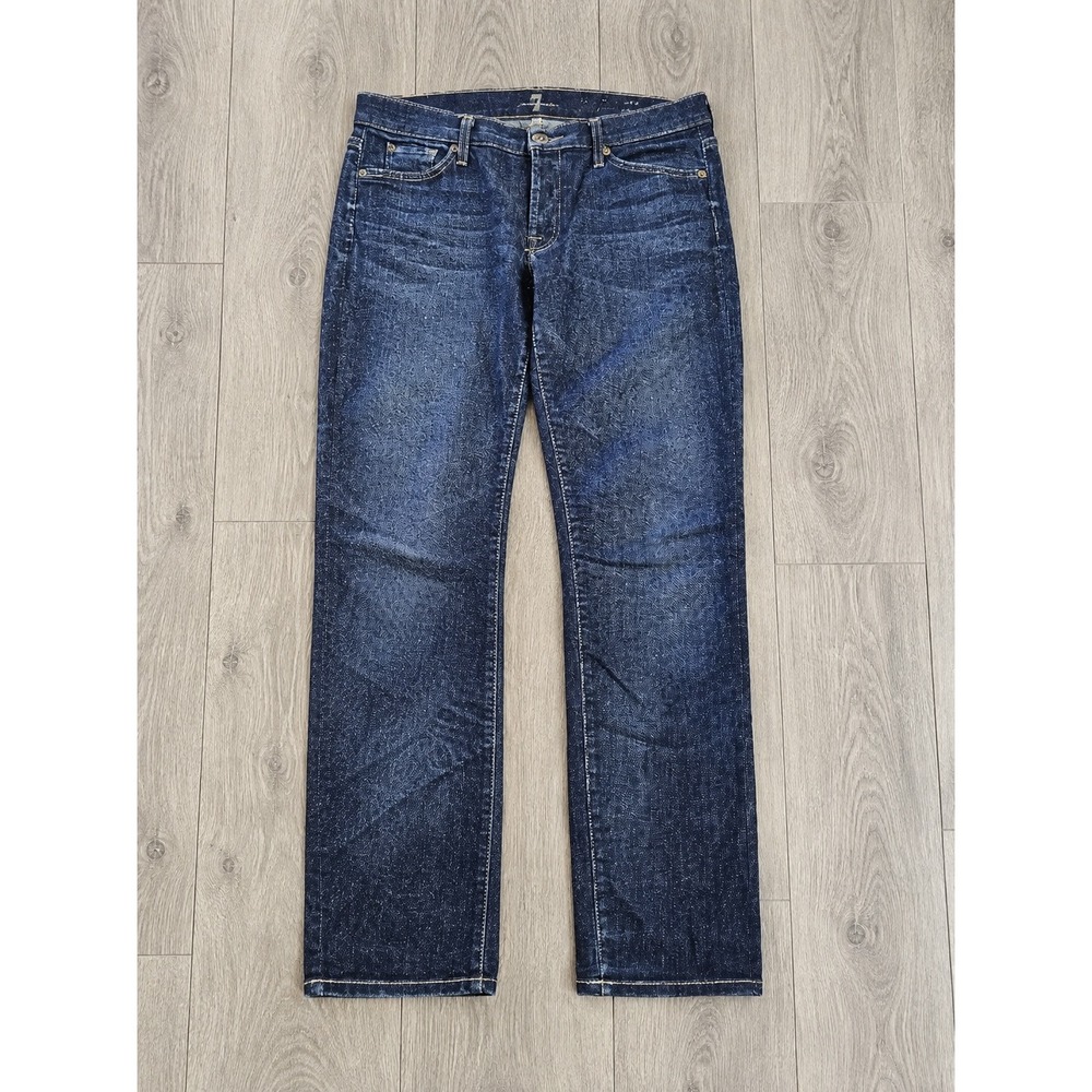 7 For All Mankind Josefina Skinny Boyfriend Jeans 31 Dark Wash Stretch Denim